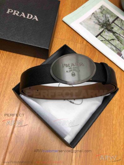 AAA Reversible Prada Leather Belt - Pewter Buckle